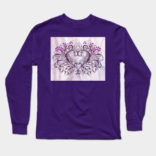 Purple Leaf Heart on Abstract Background Long Sleeve T-Shirt